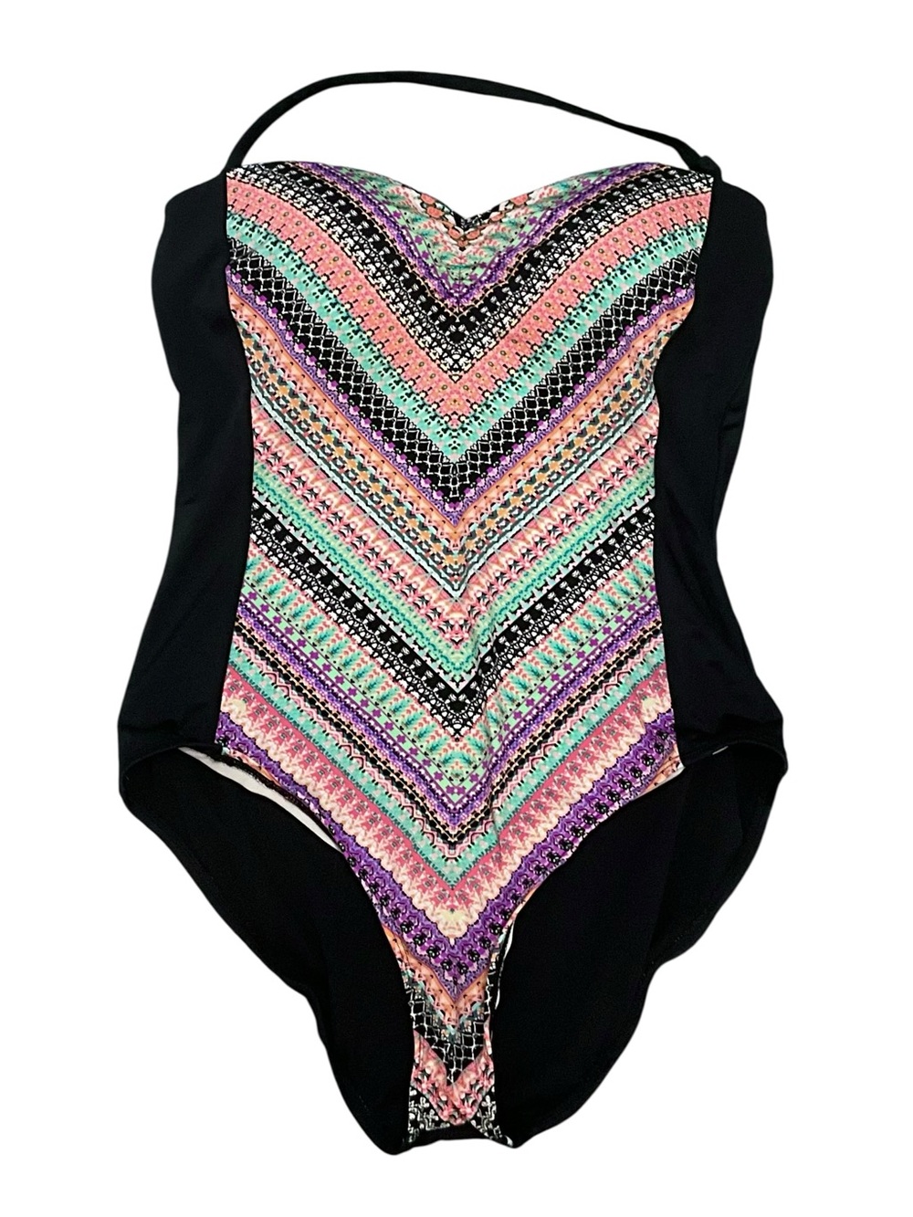 Jantzen Geometric Tribal Print Front One-Piece Swimsuit